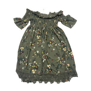 Xhilaration Green Floral Roush Dress